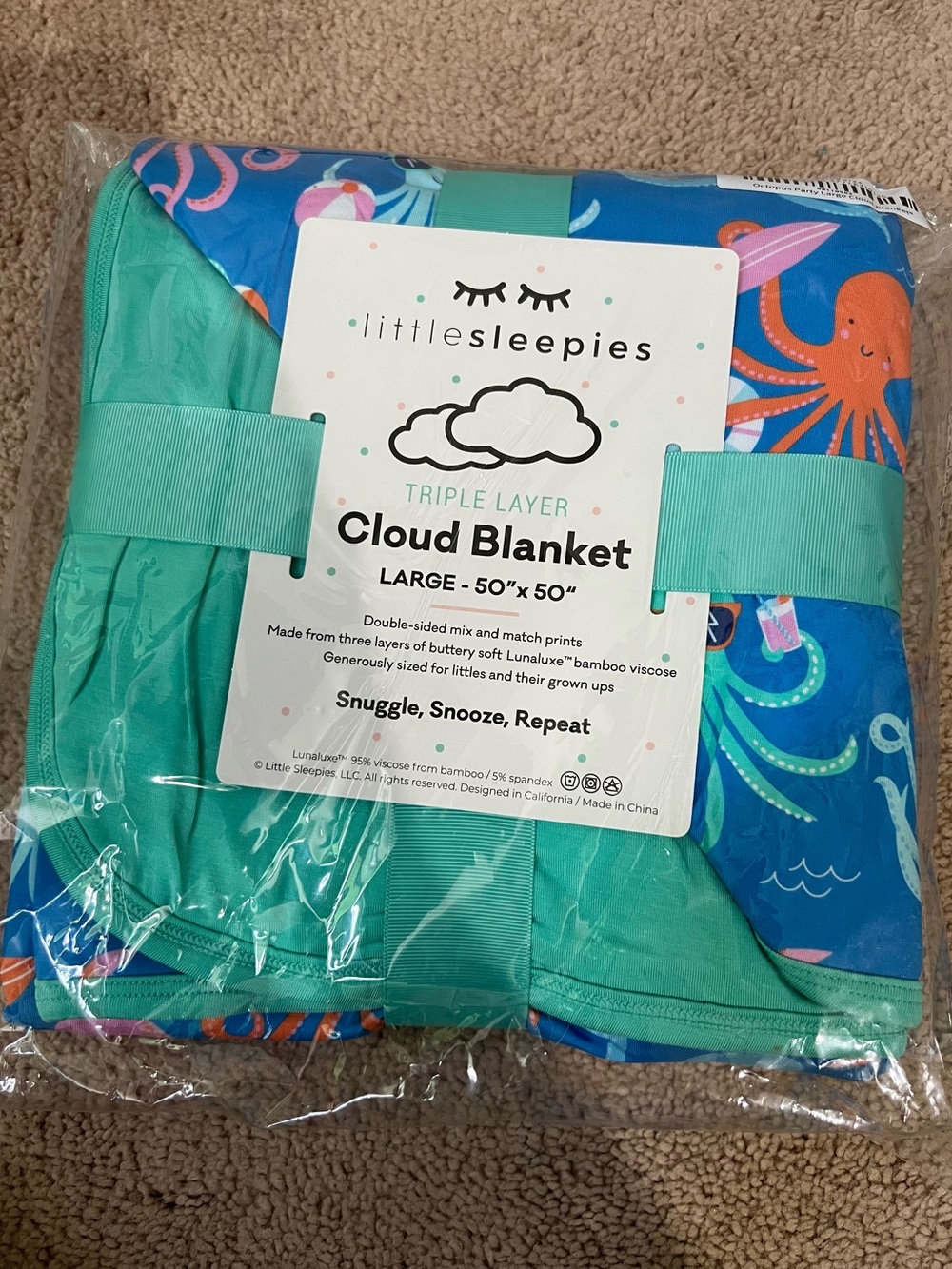 Little Sleepies Octopus Party Cloud Blanket